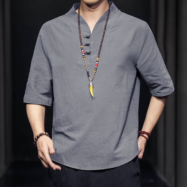 Koszula męska z krótkim rękawem, letnia, casualowa, z Buddha Stones, bawełniana - image 20