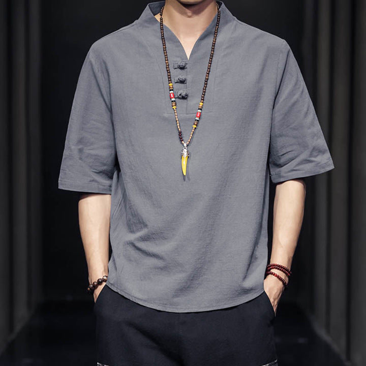 Koszula męska z krótkim rękawem, letnia, casualowa, z Buddha Stones, bawełniana - image 17