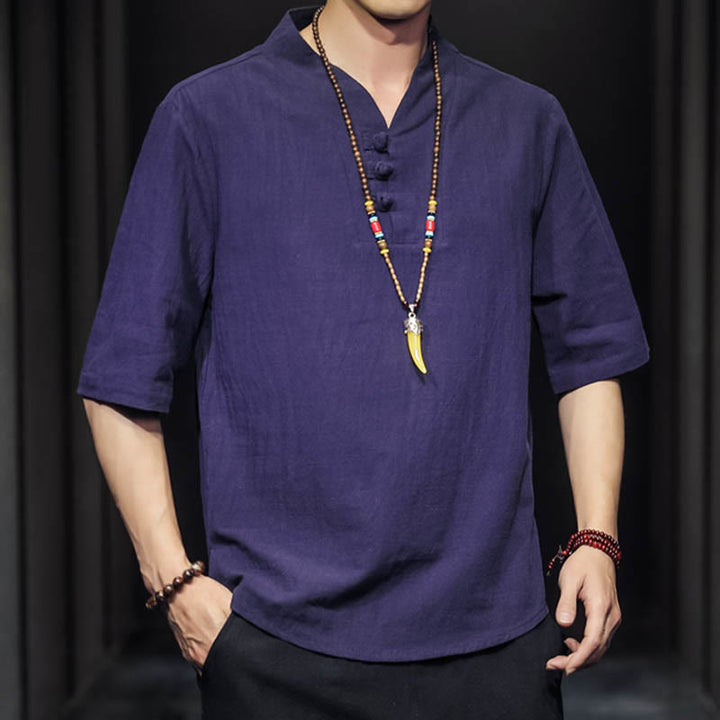 Koszula męska z krótkim rękawem, letnia, casualowa, z Buddha Stones, bawełniana - image 25