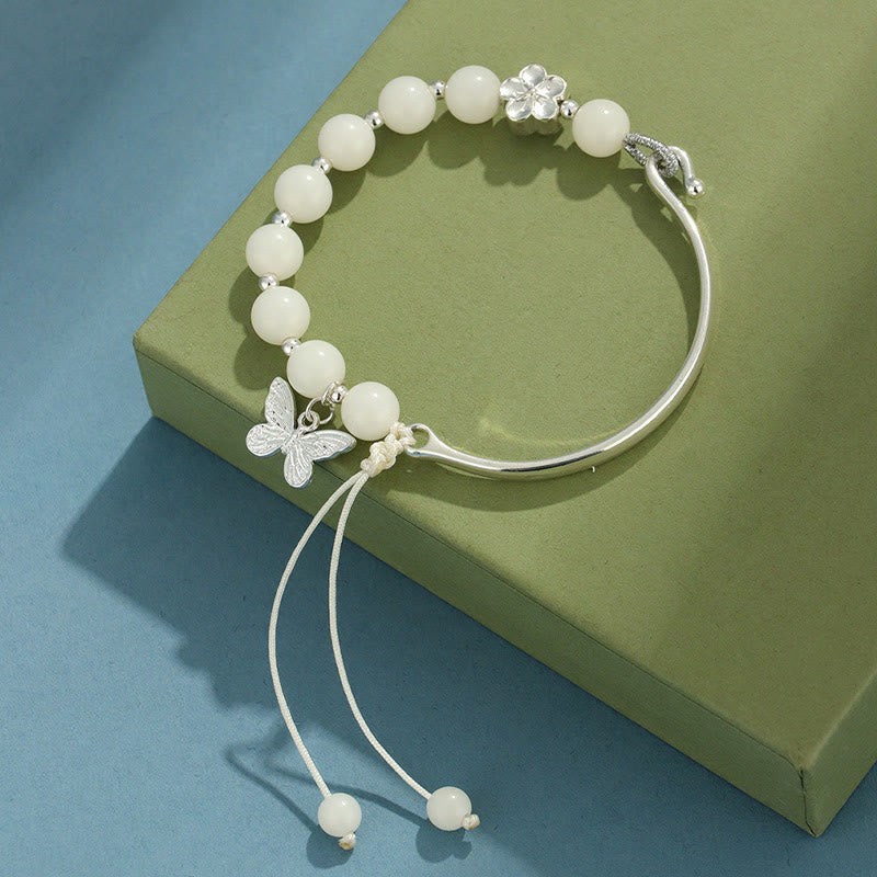 Buddha Stones Bodhi Nasiona Motyl Lotos Szczęście Bogactwo Bransoletka Bangle