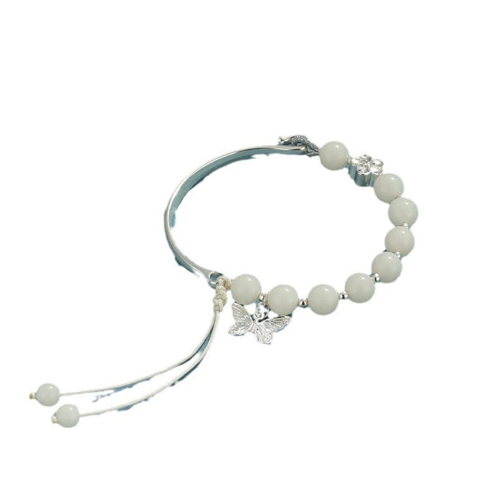 Buddha Stones Bodhi Nasiona Motyl Lotos Szczęście Bogactwo Bransoletka Bangle