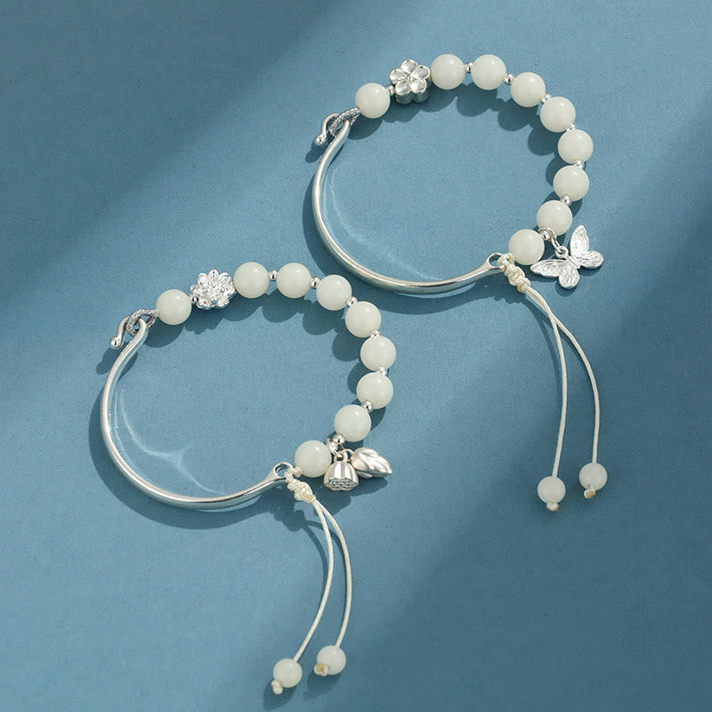 Buddha Stones Bodhi Nasiona Motyl Lotos Szczęście Bogactwo Bransoletka Bangle