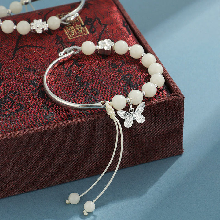 Buddha Stones Bodhi Nasiona Motyl Lotos Szczęście Bogactwo Bransoletka Bangle