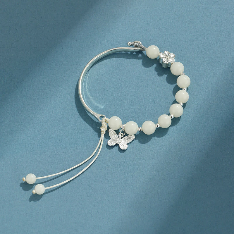 Buddha Stones Bodhi Nasiona Motyl Lotos Szczęście Bogactwo Bransoletka Bangle