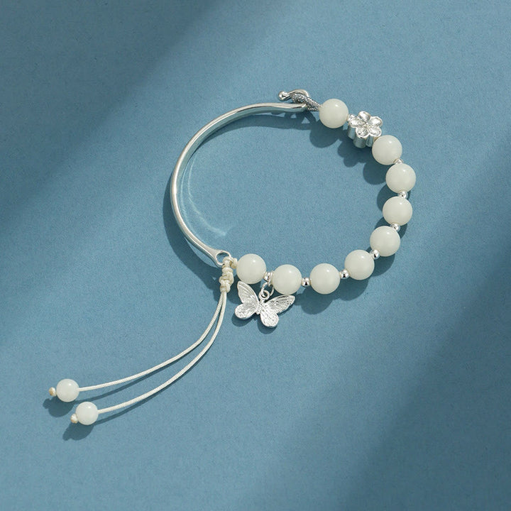 Buddha Stones Bodhi Nasiona Motyl Lotos Szczęście Bogactwo Bransoletka Bangle