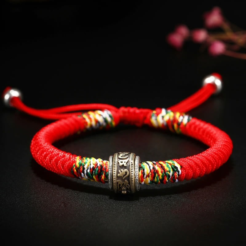 Buddha Stones 925 Srebro Sterlingowe Om Mani Padme Hum King Kong Knot Wiara Bransoletka