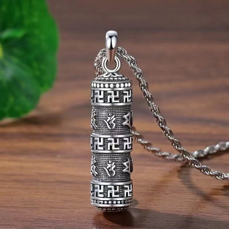 Buddha Stones Om Mani Padme Hum Swastyka skręcony łańcuszek naszyjnik mądrości - Naszyjnik z sześcioma prawdziwymi słowami (ze skręconym łańcuszkiem) - image 1