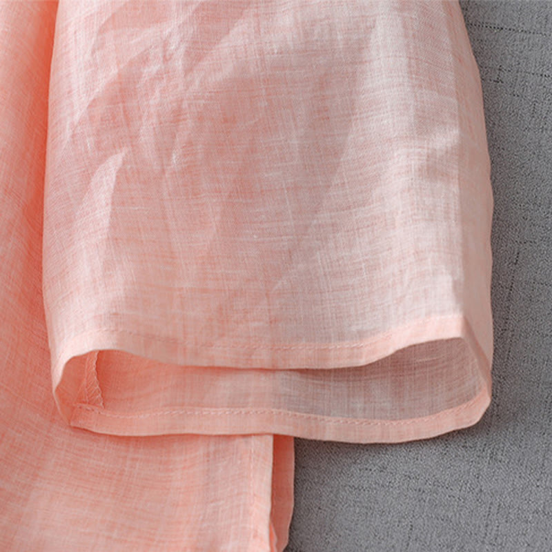 Koszula z bawełny i lnu w jednolitym kolorze z Buddha Stones - image 22