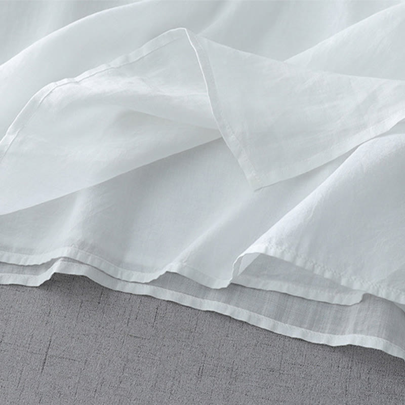 Koszula z bawełny i lnu w jednolitym kolorze z Buddha Stones - image 4