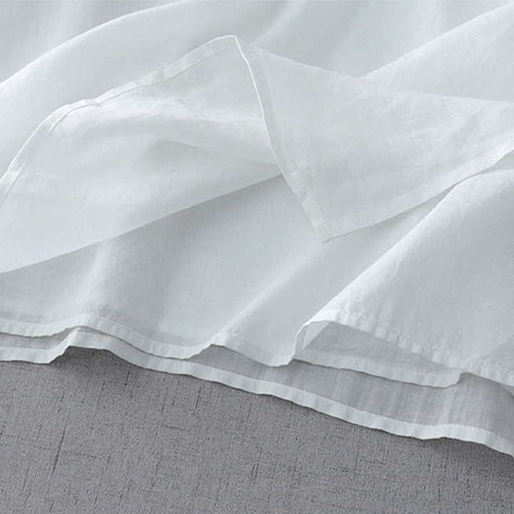 Koszula z bawełny i lnu w jednolitym kolorze z Buddha Stones - image 4