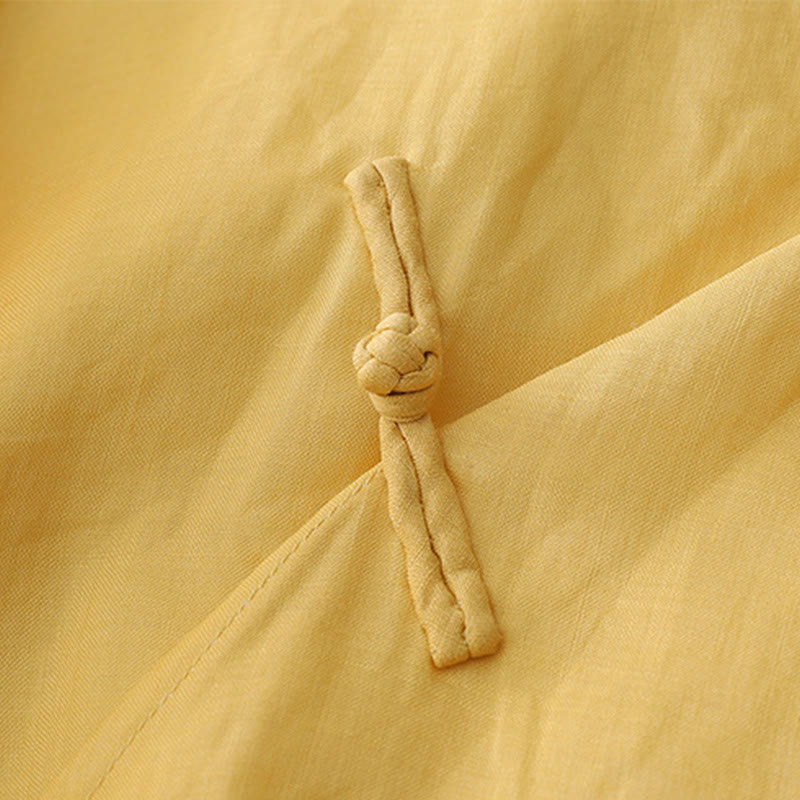 Koszula z bawełny i lnu w jednolitym kolorze z Buddha Stones - image 10