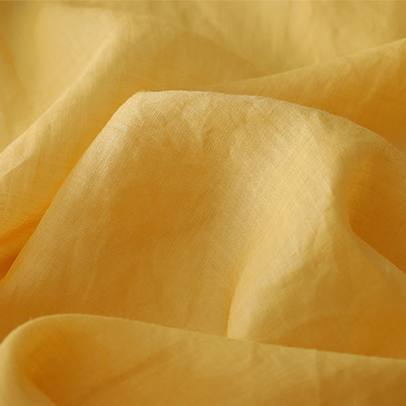 Koszula z bawełny i lnu w jednolitym kolorze z Buddha Stones - image 16