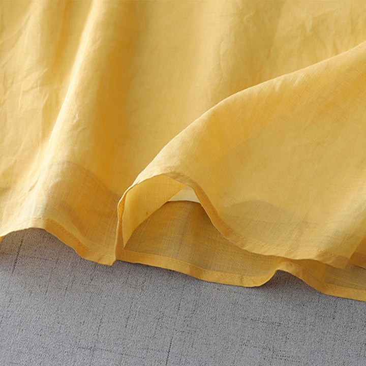 Koszula z bawełny i lnu w jednolitym kolorze z Buddha Stones - image 14