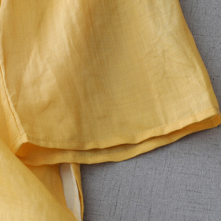 Koszula z bawełny i lnu w jednolitym kolorze z Buddha Stones - image 12