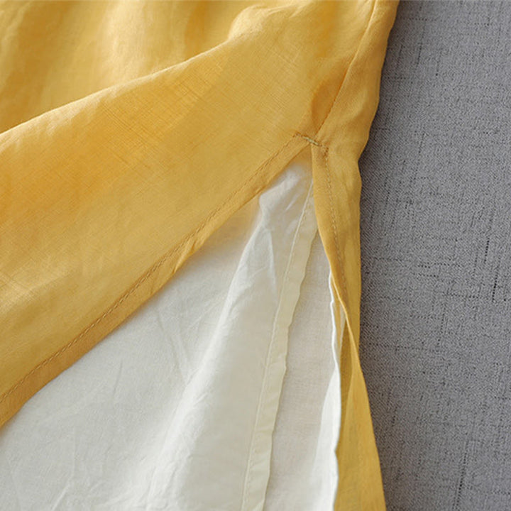 Koszula z bawełny i lnu w jednolitym kolorze z Buddha Stones - image 13