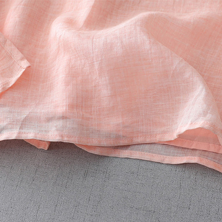 Koszula z bawełny i lnu w jednolitym kolorze z Buddha Stones - image 20