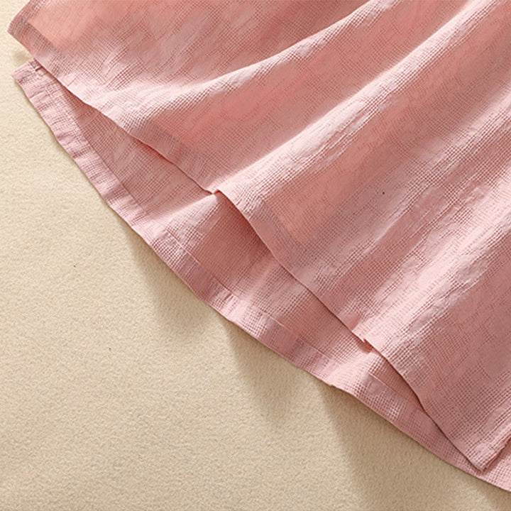 Koszula z krótkim rękawem z bawełny i lnu z haftem żaba-guzik w kwiaty Buddha Stones - image 9