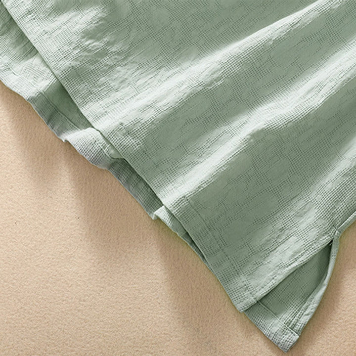 Koszula z krótkim rękawem z bawełny i lnu z haftem żaba-guzik w kwiaty Buddha Stones - image 17