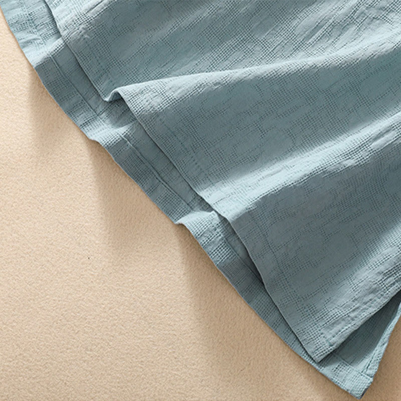 Koszula z krótkim rękawem z bawełny i lnu z haftem żaba-guzik w kwiaty Buddha Stones - image 23