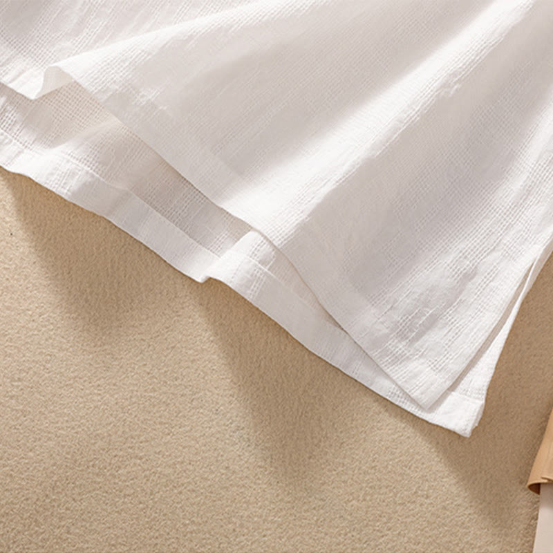 Koszula z krótkim rękawem z bawełny i lnu z haftem żaba-guzik w kwiaty Buddha Stones - image 31