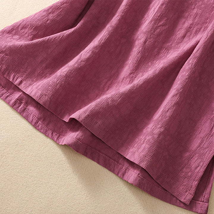 Koszula z krótkim rękawem z bawełny i lnu z haftem żaba-guzik w kwiaty Buddha Stones - image 38