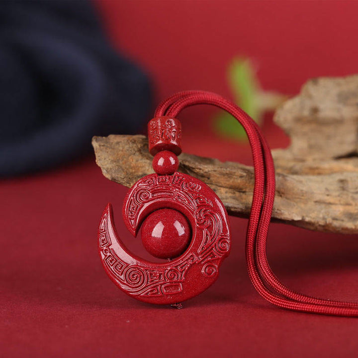 Buddha Stones Szczęście Poprawia Projekt Wzór Naturalny Cynober Koncentracja Naszyjnik Wisiorek