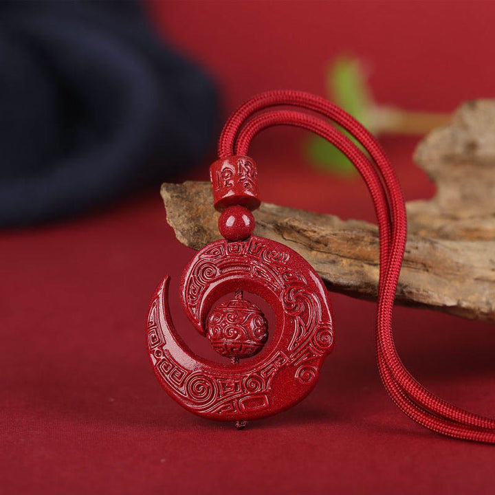 Buddha Stones Szczęście Poprawia Projekt Wzór Naturalny Cynober Koncentracja Naszyjnik Wisiorek