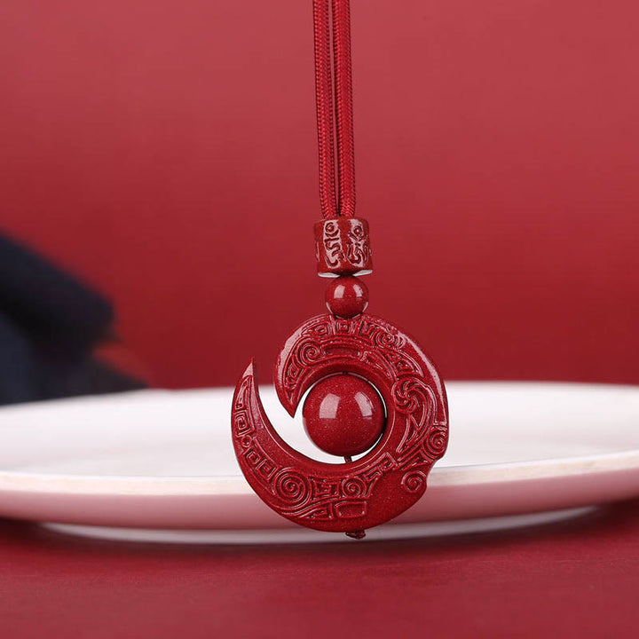 Buddha Stones Szczęście Poprawia Projekt Wzór Naturalny Cynober Koncentracja Naszyjnik Wisiorek