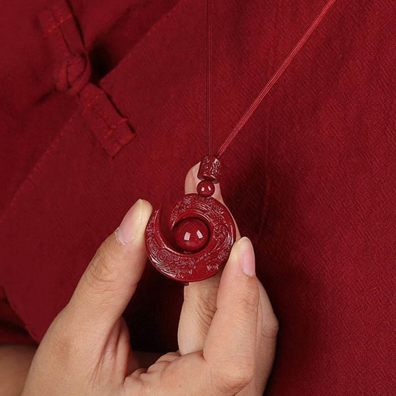 Buddha Stones Szczęście Poprawia Projekt Wzór Naturalny Cynober Koncentracja Naszyjnik Wisiorek