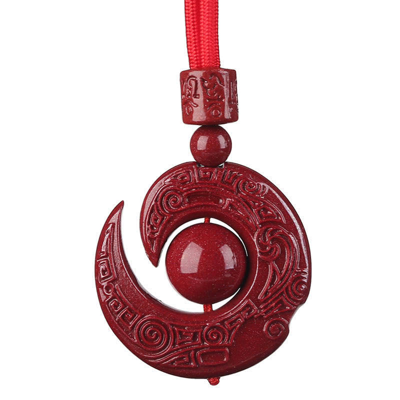 Buddha Stones Szczęście Poprawia Projekt Wzór Naturalny Cynober Koncentracja Naszyjnik Wisiorek