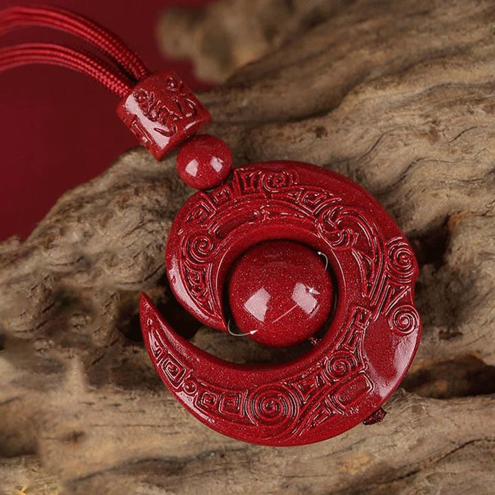 Buddha Stones Szczęście Poprawia Projekt Wzór Naturalny Cynober Koncentracja Naszyjnik Wisiorek