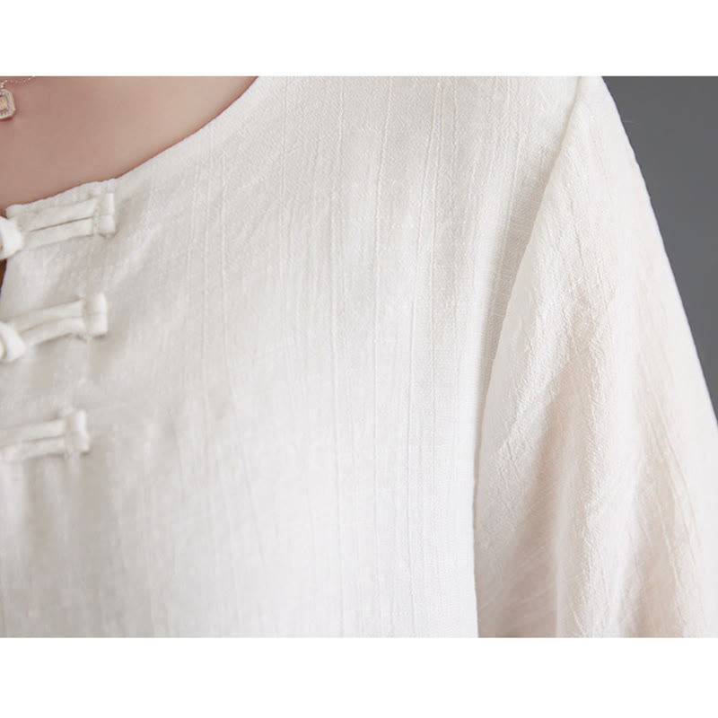 Buddha Stones 2 szt. Żaba-guzik Koszula z długim rękawem Szerokie spodnie do medytacji Bawełna Lniana Odzież - image 10