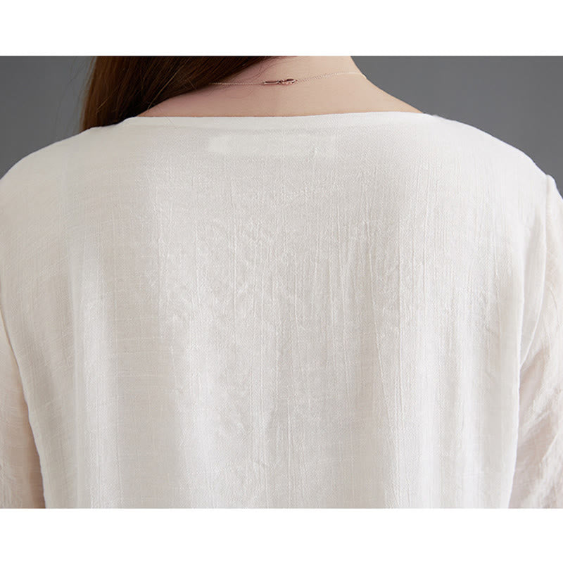 Buddha Stones 2 szt. Żaba-guzik Koszula z długim rękawem Szerokie spodnie do medytacji Bawełna Lniana Odzież - image 11