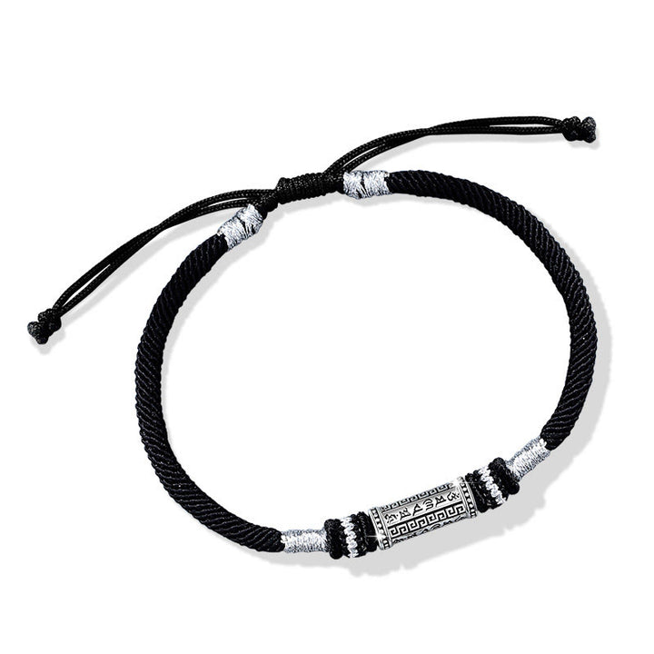 Buddha Stones 925 Srebro Sterlingowe Om Mani Padme Hum Mądrość Bransoletka Pleciona Liną - image 8