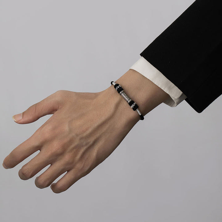 Buddha Stones 925 Srebro Sterlingowe Om Mani Padme Hum Mądrość Bransoletka Pleciona Liną - image 11