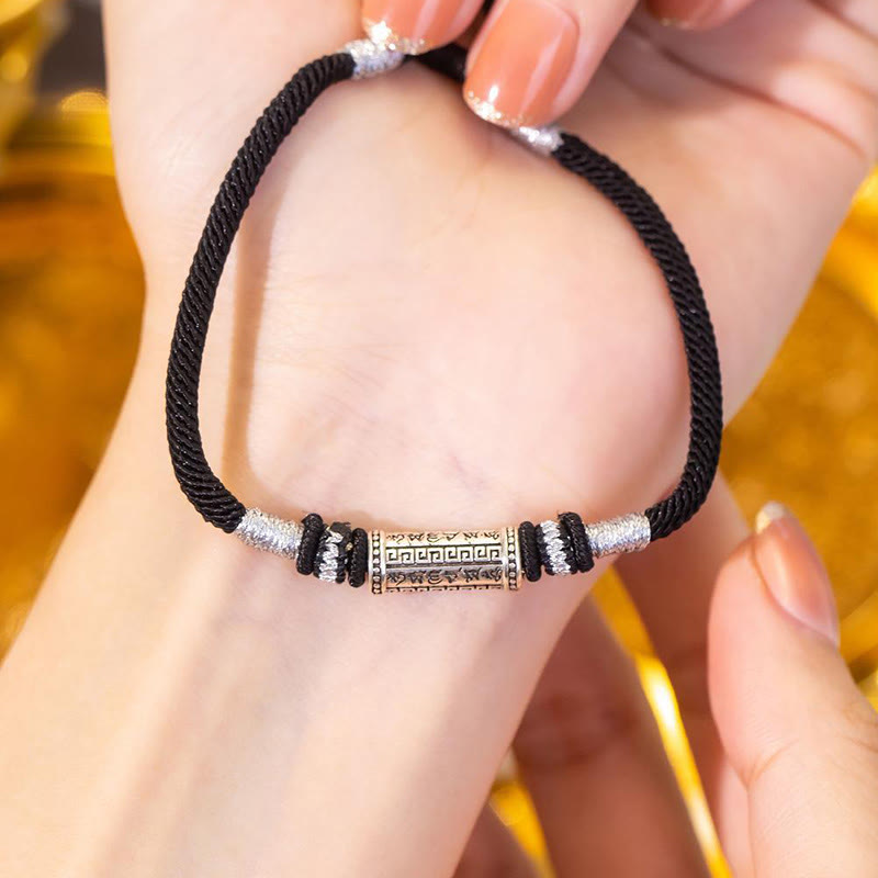 Buddha Stones 925 Srebro Sterlingowe Om Mani Padme Hum Mądrość Bransoletka Pleciona Liną - image 9