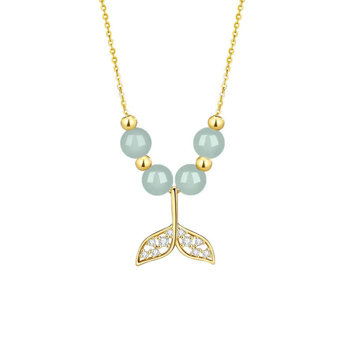 Buddha Stones 925 Srebro Sterlingowe Hetian Jade Koraliki Naszyjnik Szczęścia Rybi Ogon Wisiorek - image 13