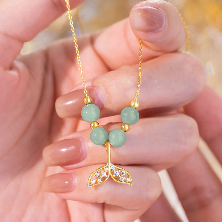 Buddha Stones 925 Srebro Sterlingowe Hetian Jade Koraliki Naszyjnik Szczęścia Rybi Ogon Wisiorek - image 8