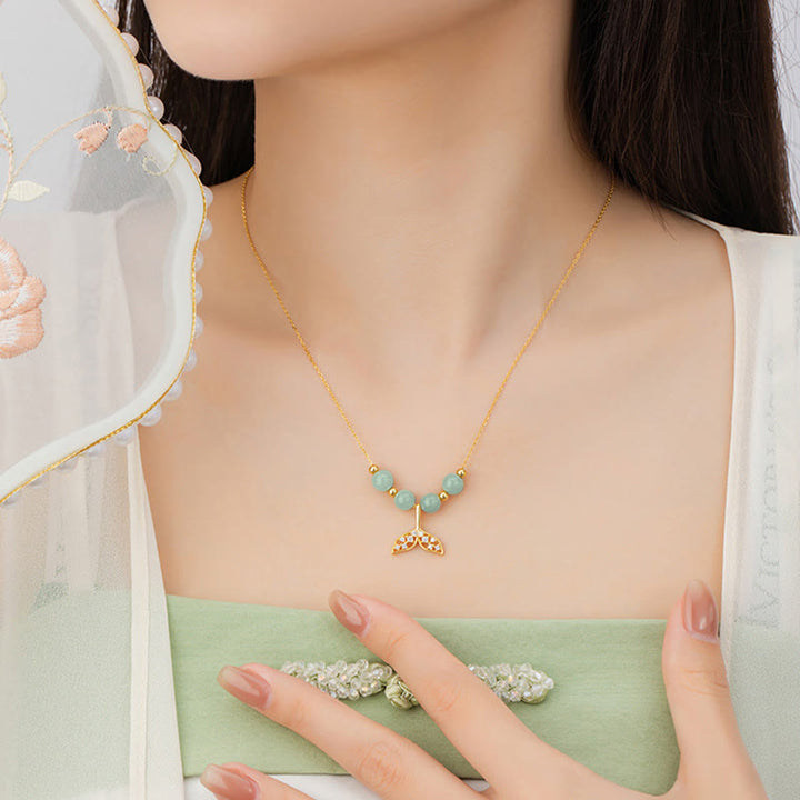 Buddha Stones 925 Srebro Sterlingowe Hetian Jade Koraliki Naszyjnik Szczęścia Rybi Ogon Wisiorek - image 12