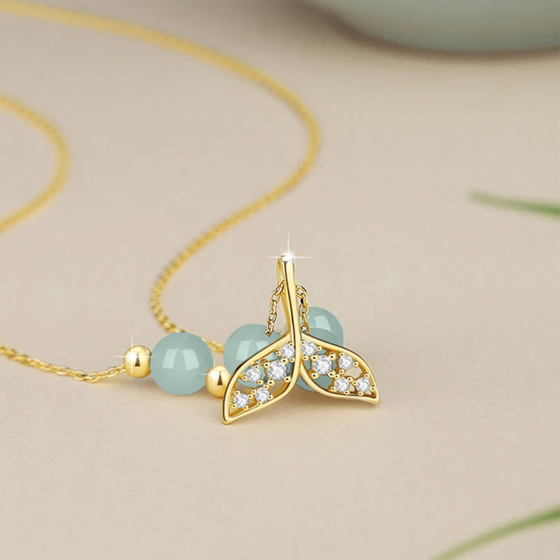 Buddha Stones 925 Srebro Sterlingowe Hetian Jade Koraliki Naszyjnik Szczęścia Rybi Ogon Wisiorek - image 2