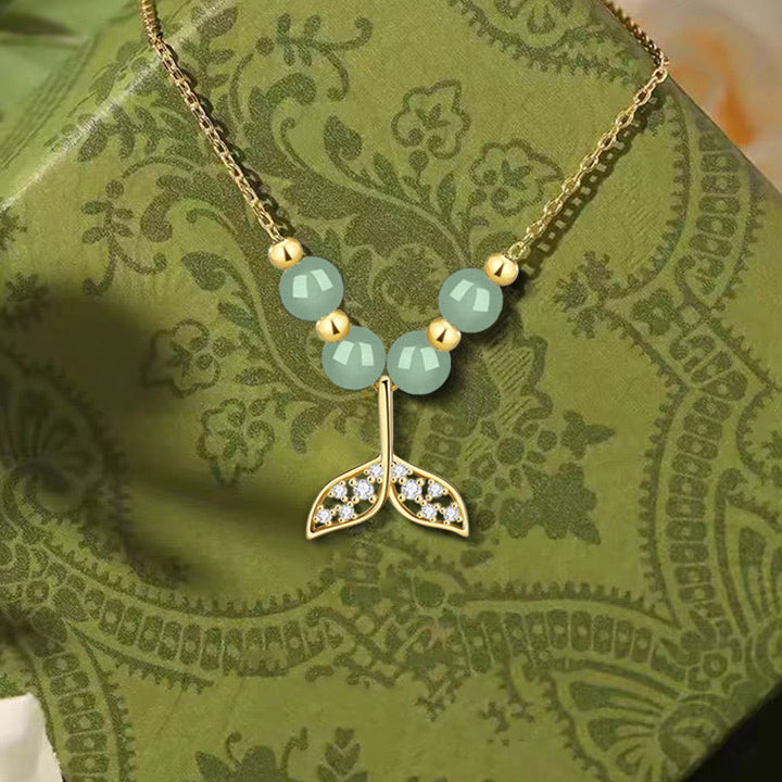 Buddha Stones 925 Srebro Sterlingowe Hetian Jade Koraliki Naszyjnik Szczęścia Rybi Ogon Wisiorek - image 3