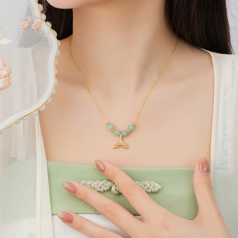 Buddha Stones 925 Srebro Sterlingowe Hetian Jade Koraliki Naszyjnik Szczęścia Rybi Ogon Wisiorek - image 11