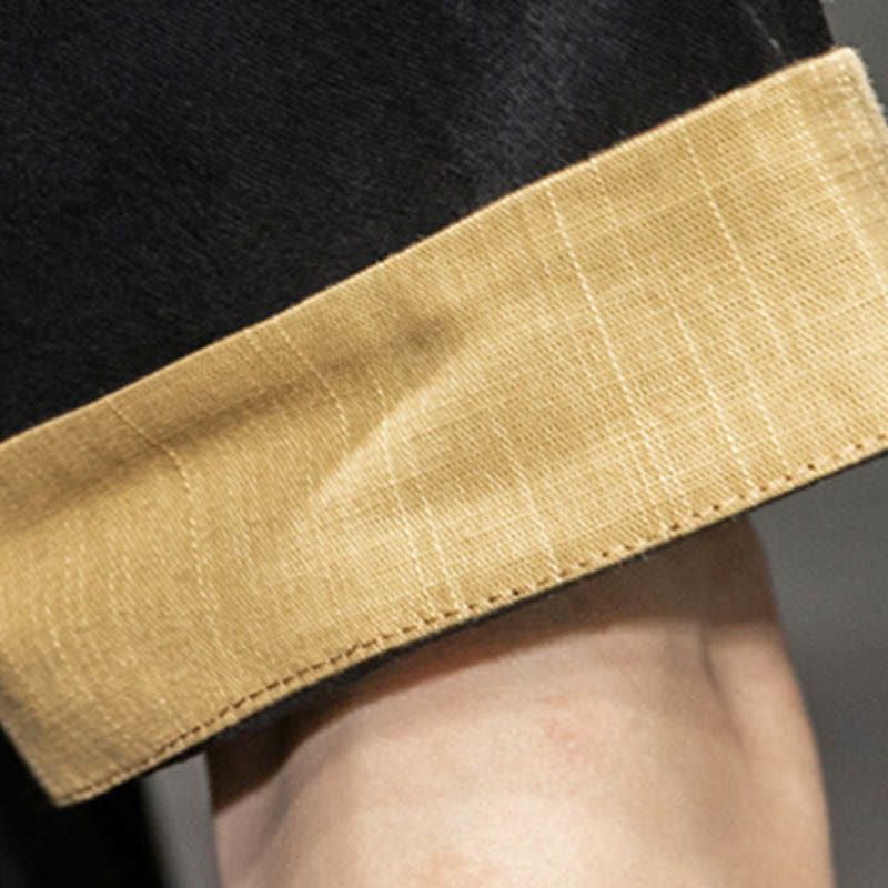 Buddha Stones -Guzik Chiński Smok Pomyślny Chmura Haft Pół Rękaw Koszula Bawełna Len Mężczyźni Odzież - image 8