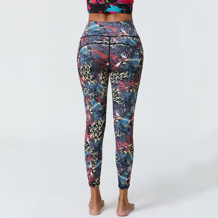 Buddha Stones Różane Linie Tygrys Panterka Nadruk Sport Fitness Wysoki Stan Legginsy Damskie Spodnie Do Jogi Z Kieszeniami