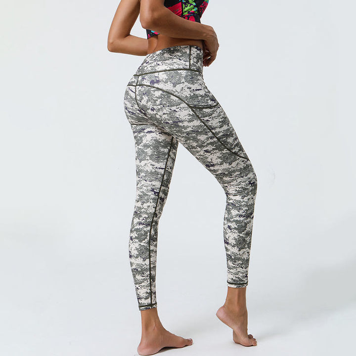 Buddha Stones Różane Linie Tygrys Panterka Nadruk Sport Fitness Wysoki Stan Legginsy Damskie Spodnie Do Jogi Z Kieszeniami
