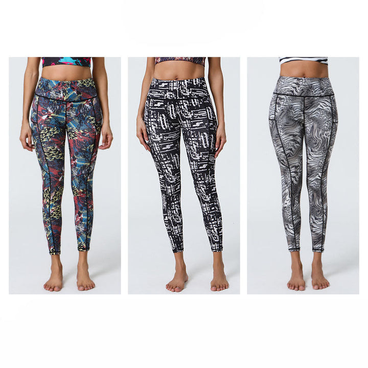 Buddha Stones Różane Linie Tygrys Panterka Nadruk Sport Fitness Wysoki Stan Legginsy Damskie Spodnie Do Jogi Z Kieszeniami