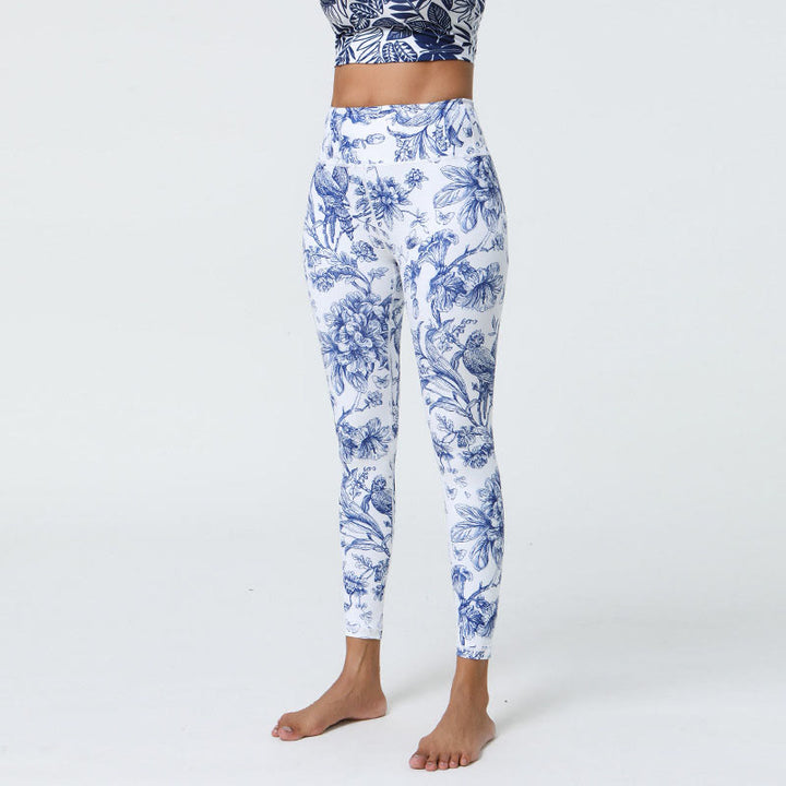 Buddha Stones Kwiaty Liście Mniszki lekarskie Ananasy Nadruk Sport Fitness Wysoki Stan Legginsy Damskie Spodnie do Jogi - image 2