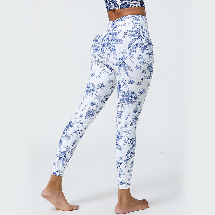 Buddha Stones Kwiaty Liście Mniszki lekarskie Ananasy Nadruk Sport Fitness Wysoki Stan Legginsy Damskie Spodnie do Jogi - image 6