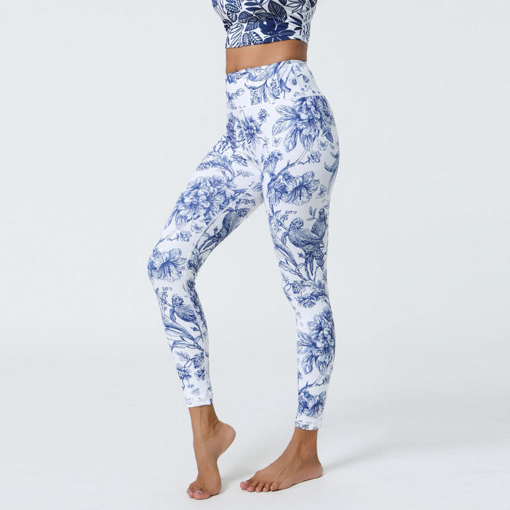 Buddha Stones Kwiaty Liście Mniszki lekarskie Ananasy Nadruk Sport Fitness Wysoki Stan Legginsy Damskie Spodnie do Jogi - image 3
