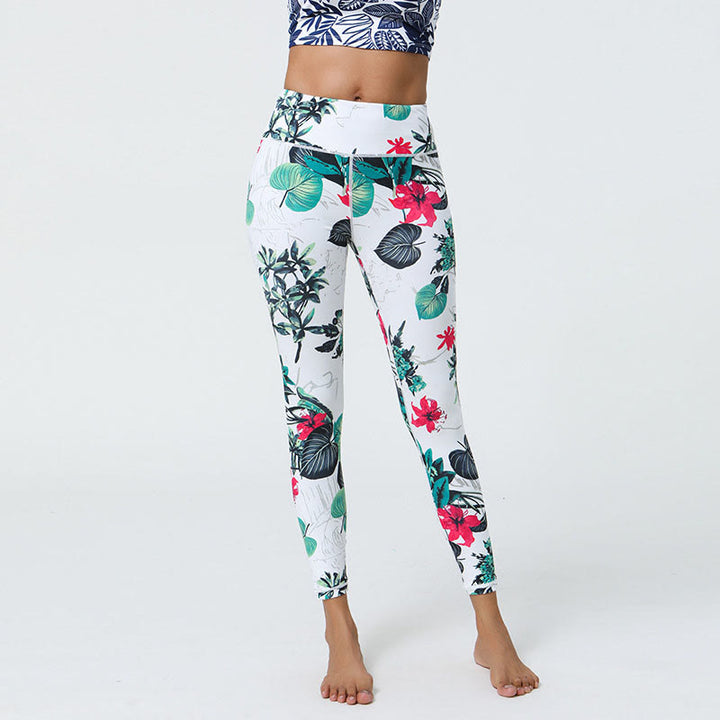Buddha Stones Kwiaty Liście Mniszki lekarskie Ananasy Nadruk Sport Fitness Wysoki Stan Legginsy Damskie Spodnie do Jogi - image 8